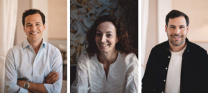 Brice de Puymorin, Emmanuelle Pochat et Julien Kiefer,cofondateurs Ginto