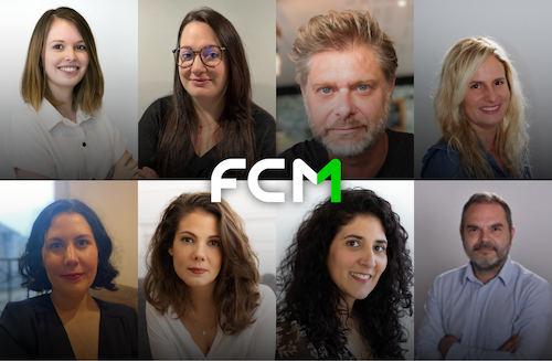 Nominations FCM _ De gauche à droite et de haut en bas : Caroline Noizet, Directrice des Ressources Humaines FCM France, Suisse, Espagne - Justine Salvi, Country Leader FCM Suisse - Christophe Hamonic, Directeur Général FCM France, Suisse et Espagne - Tiphaine Caminati, Directrice Account Management FCM France, Suisse, Espagne - Sylvie Philippe, Directrice EMEA Corp Tech Design & Engineering - Anaïs Laledj, Directrice Commerciale France, Suisse, Espagne - Clarisse Salhi, Directrice des Opérations FCM France et Espagne - Nicolas Haas, Directeur Administratif et Financier FCM France, Suisse, Espagne