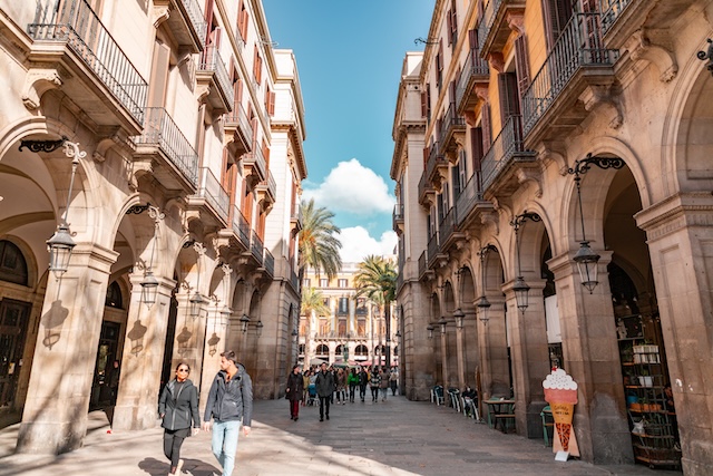 Placa Reial in Barcelona, Spain @ credit Depositphotos