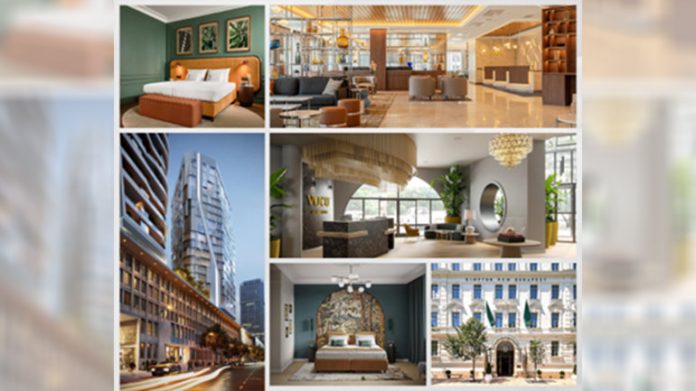 Images en bas à gauche, dans le sens des aiguilles d'une montre : Kimpton Frankfurt Main, Verno House Budapest Vignette Collection, voco Stockholm - Kista, voco Szekesfehervar, Hotel Indigo Krakow – Wawel Castle, Kimpton BEM