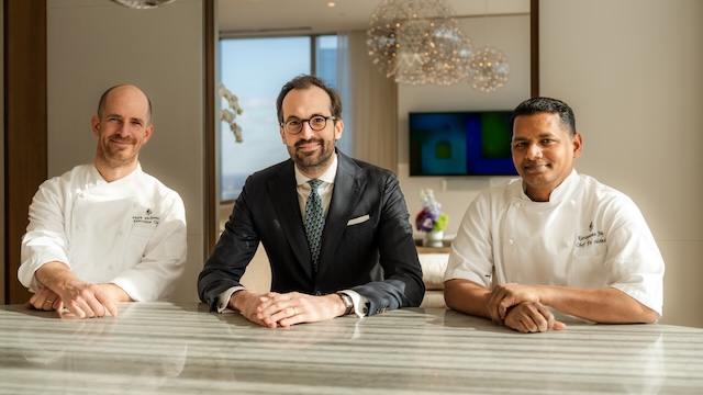 Mark McDonnell, Executive Chef, Damien Beguin, Director of Food and Beverage, Narayanan Jayaraman, Chef de Cuisine of Banquets and In-Room Dining