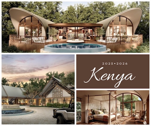 Ritz-Carlton, Masai Mara Safari Camp en haut, JW Marriott Mount Kenya Rhino Reserve Safari Camp en bas et Render of a Tented Suite - The Ritz-Carlton, Masai Mara Camp@ Copyright- Image rights unless otherwise indicated by Marriott International