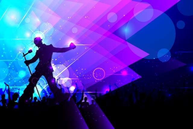 illustration of rock star performing in music concert
