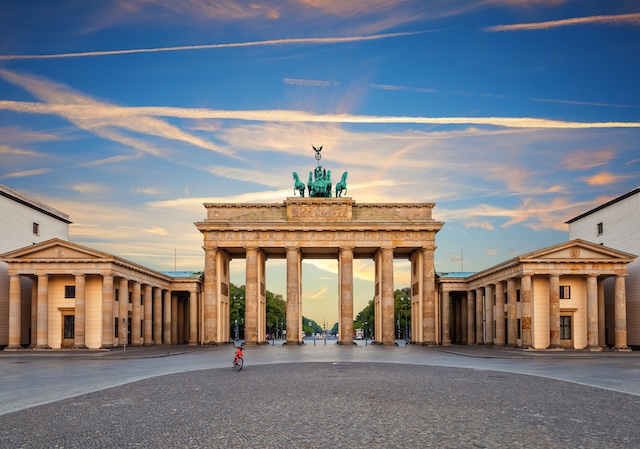 Brandenburg Gate or Brandenburger Tor at sunset, Berlin, Germany
