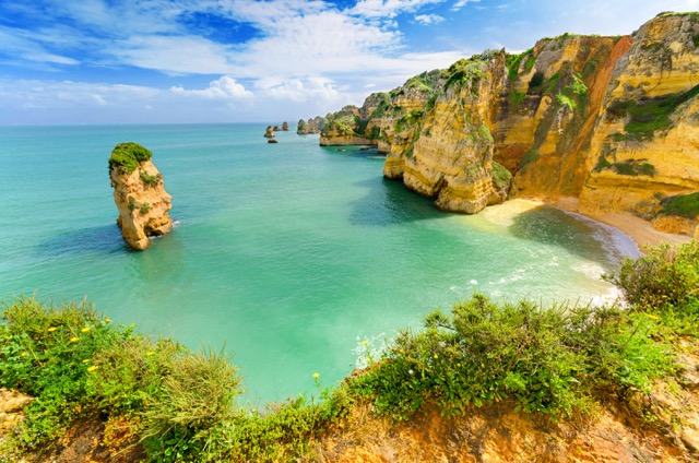 Idyllic beach landscape at Lagos, Algarve, (Portugal)