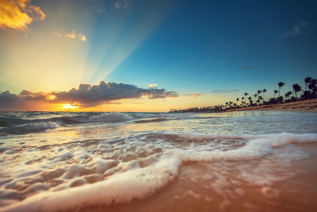 Exotic Beach in Dominican Republic, Punta Cana, sunrise