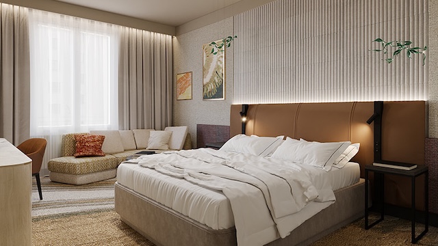 Rendering of a guest room at Crowne Plaza Paris - Marne-la-Vallée