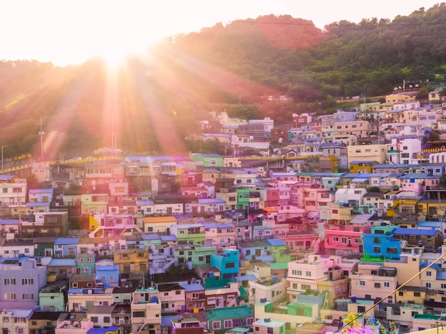 Sunset view of the Gamcheon Culture Village in Busan, South Korea