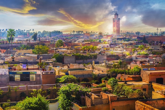 Panoramic views of marrakech medina, Morocoo