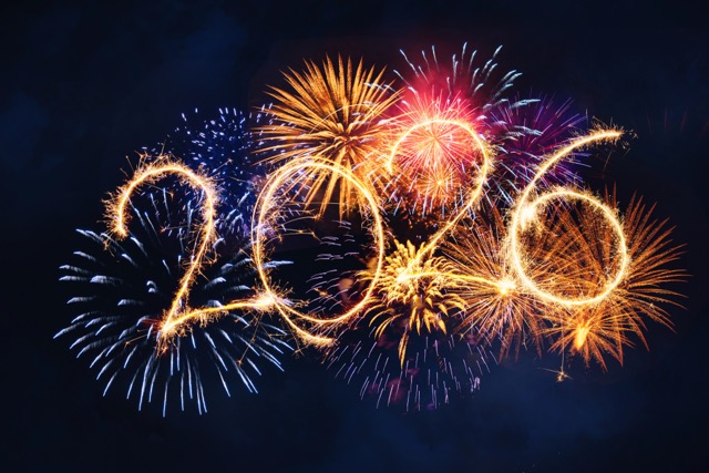 Sparkle firework on black background, happy new year 2026 concept.