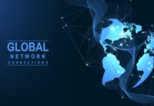 Résultats 2025, Monde | Sabre supprime des postes et réorganise sa direction pour accélérer dans l’IA Global network connection concept. Big data visualization. Social network communication in the global computer networks. Internet technology. Business. Science. Vector illustration.