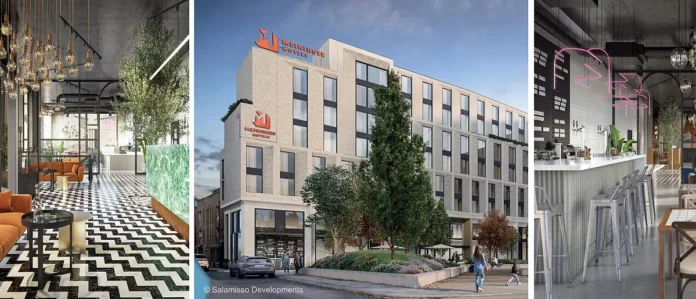 Rendering of the exterior of the planned MEININGER Hotel in Dublin ©️ Salamisso Developments