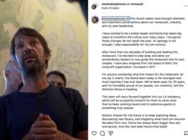 Danemark | Le Chef René Redzepi quitte Noma après des accusations de violences envers ses équipes @ credit René Redzepi, compte instagram reneredzepinoma